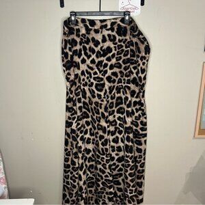SHEIN Curve Ultra Wide Leg Pants Leopard Print Zip Up | 3XL